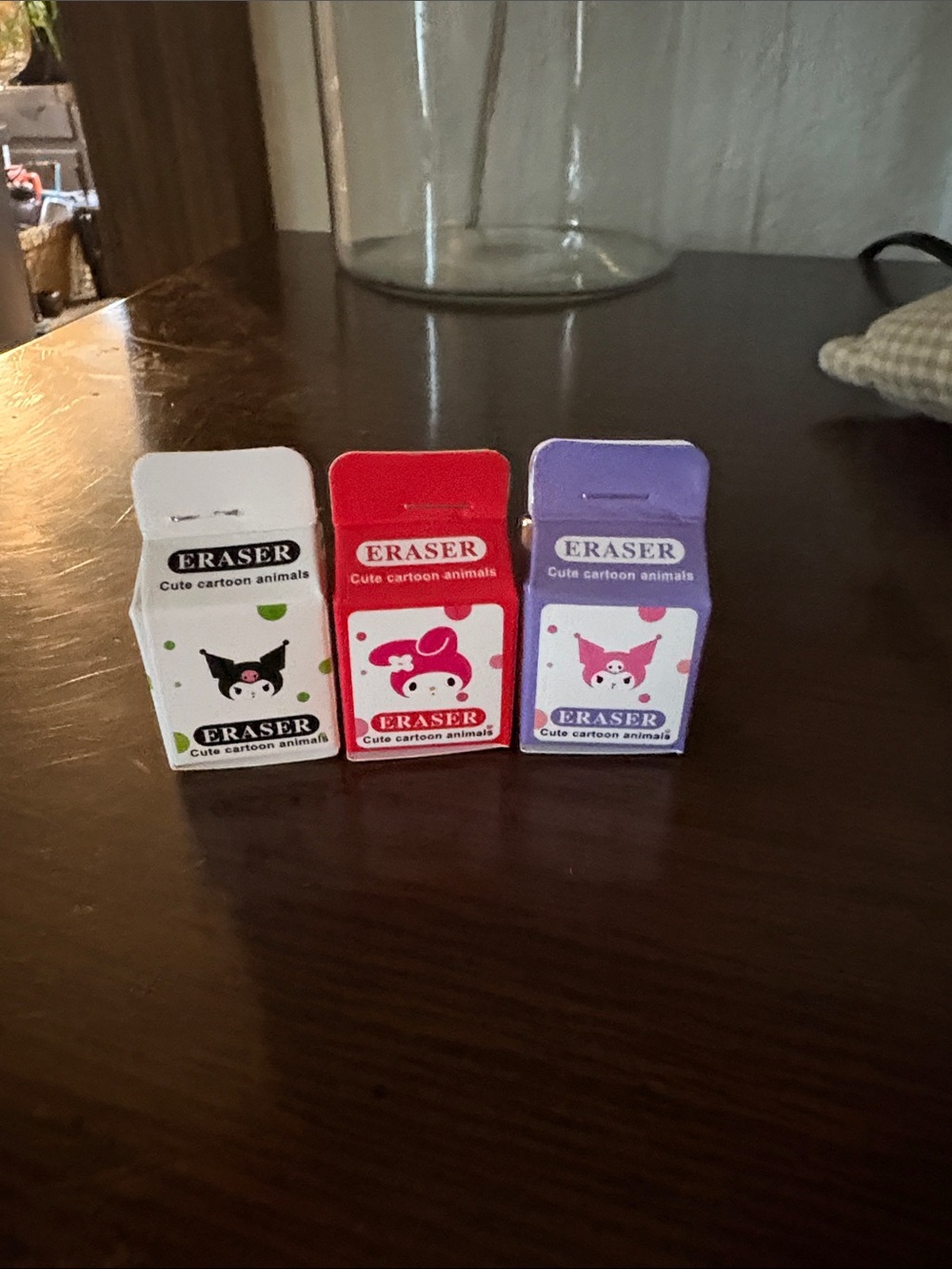 Cute Cartoon Animals Small Pet Eraser Set - White, Red, Purple